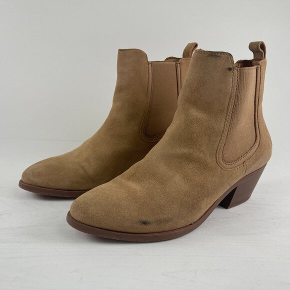 Thursday Chelsea Boots Womens 6.5 Suede Beige Handmade Leather Ankle Booties - Picture 8 of 11